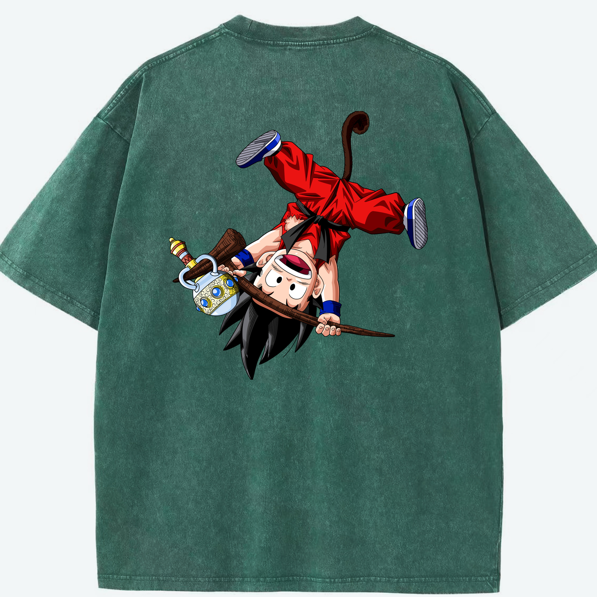 （画像用） ドラゴンボール 孫悟空（そん ごくう）Son Goku カカロット DRAGON BALL Kakarotto 綿100% ヴィンテージ風 半袖Tシャツ（背面プリント）